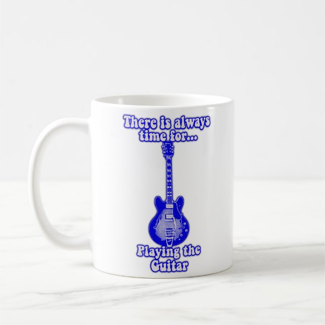 Taza De Café Siempre hay tiempo para tocar la guitarra. azul (Izquierda)