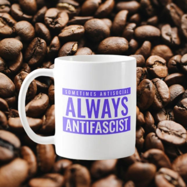 Taza De Café Siempre Mug Clásica Antifascista - Defiante Azul (Subido por el creador)