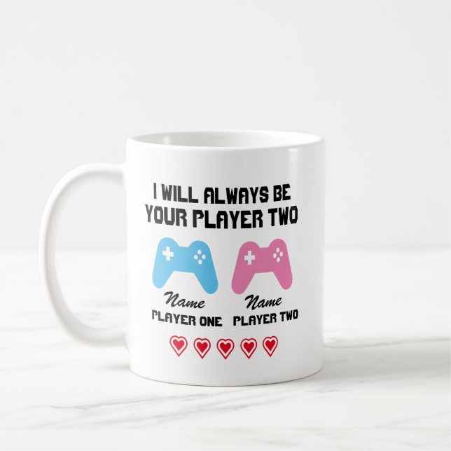 Taza De Café Siempre seré tu jugador dos Mug personalizado, (Izquierda)