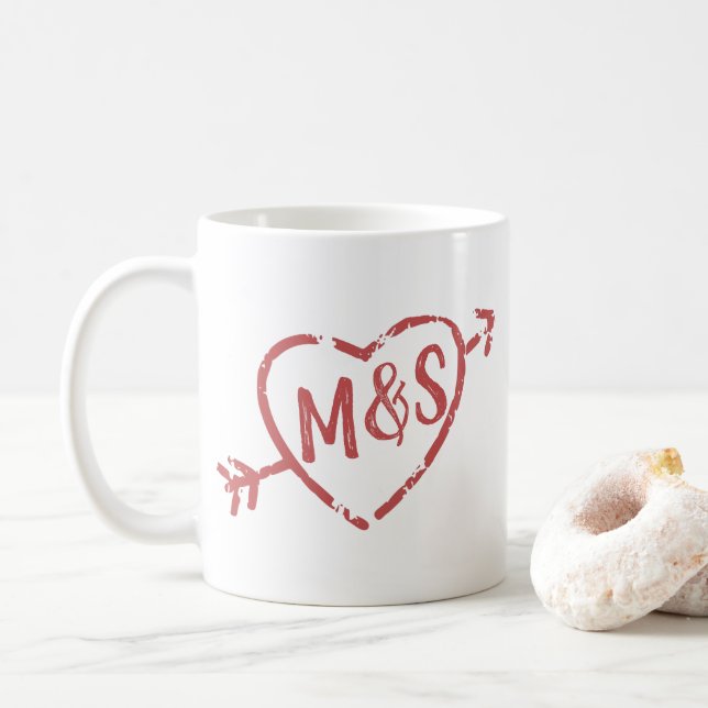 Taza De Café Siempre y siempre amor Doodle Monograma (Con donut)