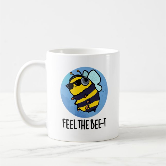 Taza De Café Siente a Bee-t Funny Bee Pun (Izquierda)