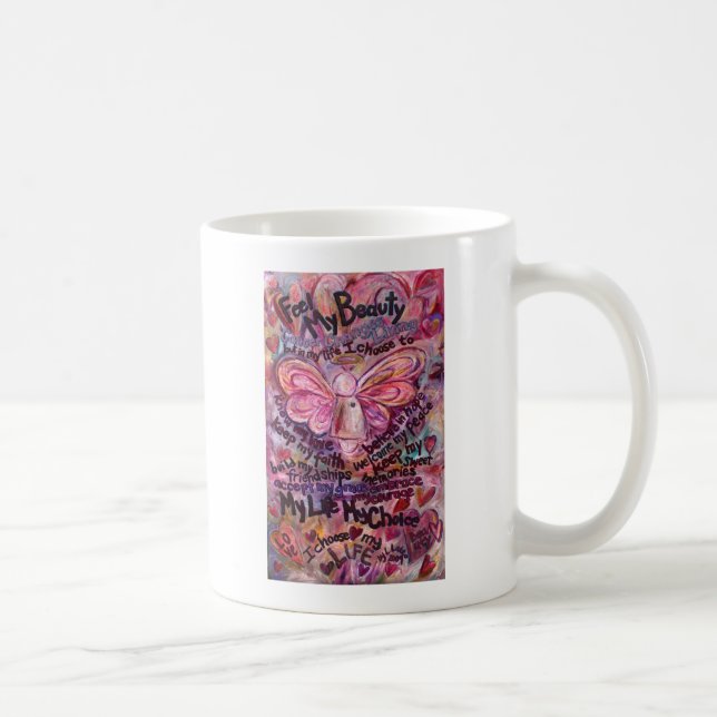 Taza De Café Siente mi belleza Ángel de Cáncer Rosa (Derecha)
