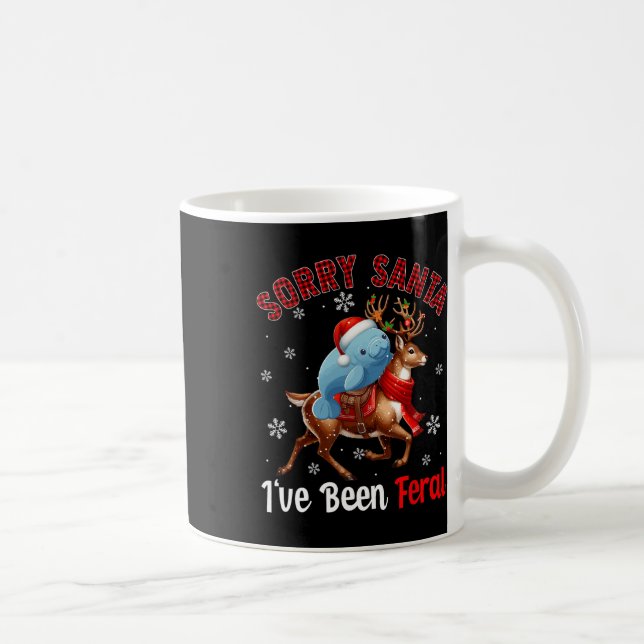 Taza De Café Siento haber sido Feral Xmas Santa Manatee Riding  (Derecha)