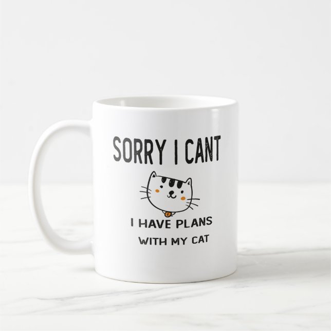 Taza De Café Siento no poder tener planes con mi gato (Izquierda)