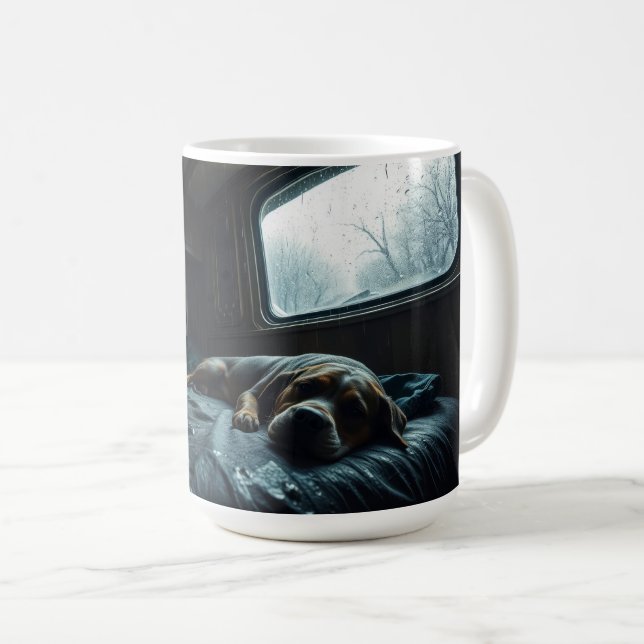 Taza De Café Siesta de perro soñador en RV (Anverso derecho)