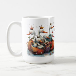 Taza De Café Siete Cisnes Nadando Caprichosos Navidad 15oz