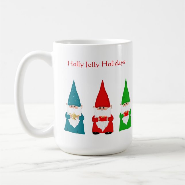 Taza De Café Siete Gnomos de Navidad en Blanco (Izquierda)