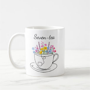 Taza De Café Siete-Té 70 Cumpleaños Divertido y Caprichoso Flor