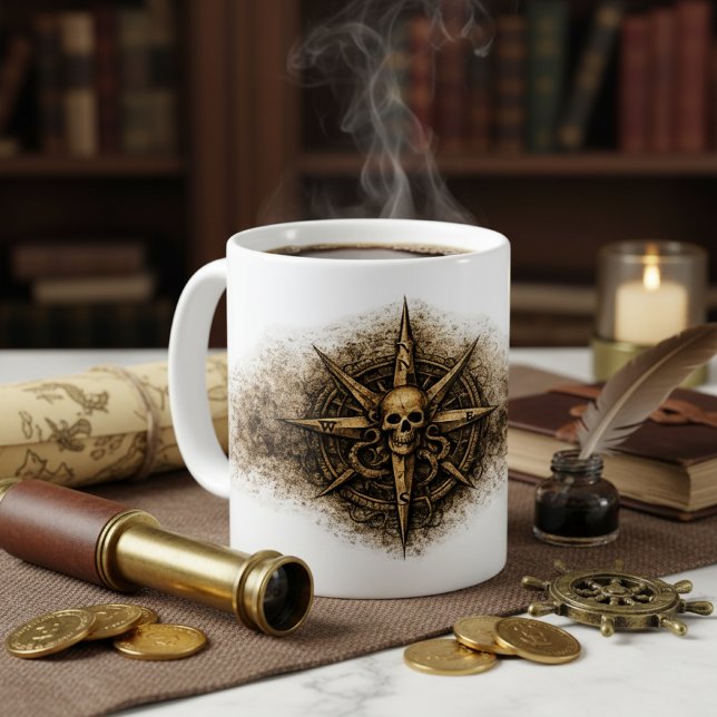 Taza De Café Sigilo de Brújula Maldita Pirata (Subido por el creador)