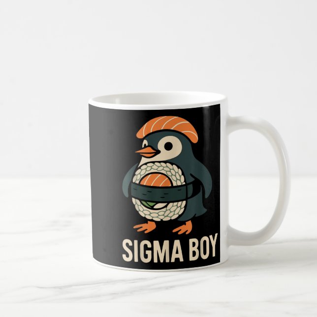 Taza De Café Sigma Boy Brainrot italiano Funny Meme Penguin (Derecha)