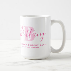 Taza De Café Significado de nombre británico y texto rosa mono