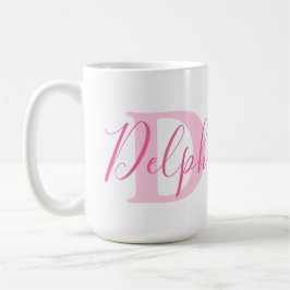 Taza De Café Significado de nombre Delphi y texto rosado monogr