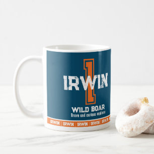 Taza De Café Significado del nombre Irwin monograma deportivo n