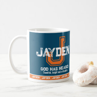 Taza De Café Significado del nombre Jayden monograma deportivo