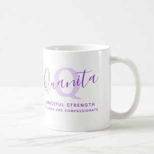 Taza De Café Significado del nombre Quanita monograma Z púrpura