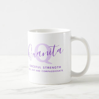 Taza De Café Significado del nombre Quanita monograma Z púrpura