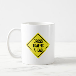 Taza De Café Signo de advertencia de tráfico cruzado   Mugre cl