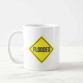 Taza De Café Signo de advertencia inundado | Mugre clásica