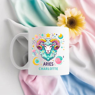 Taza De Café Signo de Aries Astrología Personalizado Colorido