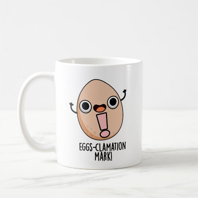 Taza De Café Signo de clamación Mark Funny Egg Pun (Izquierda)
