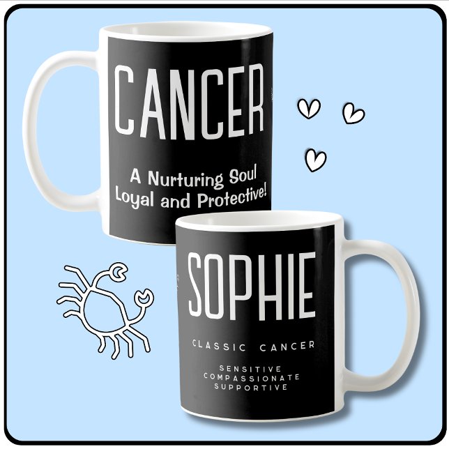 Taza De Café Signo de estrella de cáncer de regalo de astrologí (Cancer Star Sign Astrology Gift Mug. Cute gift for Cancerians. Perfect for Zodiac lovers.)