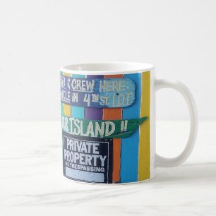Taza De Café Signo de la isla de la bienvenida colorida Carribe