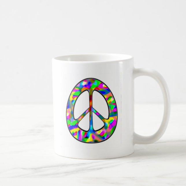 Taza De Café signo de la paz colorido (Derecha)