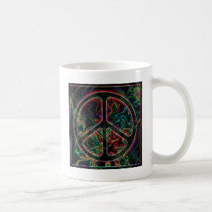 Taza De Café signo de la paz psicodélico