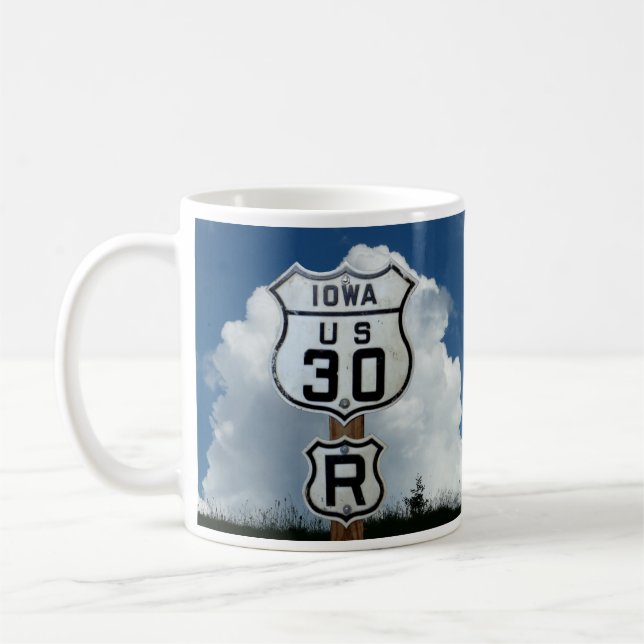 Taza De Café Signo de la ruta 30 de EE. UU. poco frecuente con  (Izquierda)