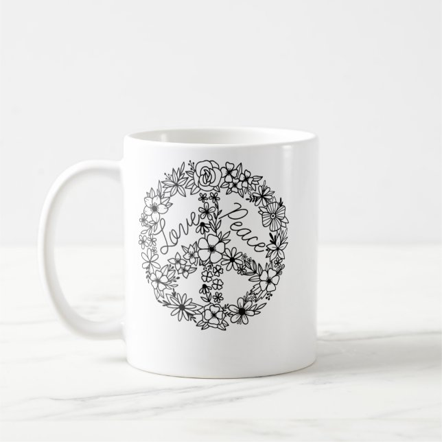 Taza De Café SIGNO DE PAZ AMO el disfraz de Halloween hippie de (Izquierda)