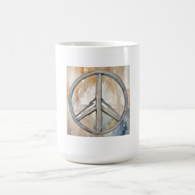 Taza De Café Signo de paz Arte de pintura acuarela (Centro)