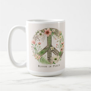 Taza De Café Signo de paz "Bloom en la paz" de las iniciativas