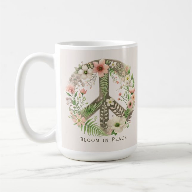 Taza De Café Signo de paz "Bloom en la paz" de las iniciativas  (Izquierda)