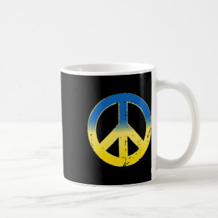Taza De Café Signo de Paz Colores de Ucrania Aspecto Retro Vint