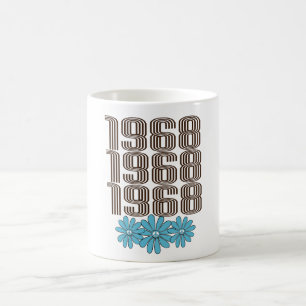 Taza De Café Signo de paz de 1968 poder de flores hippie Aqua