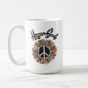 Taza De Café Signo de paz de alma hippie girasol