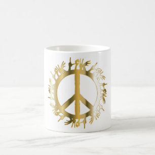 TAZA DE CAFÉ SIGNO DE PAZ DE AMOR DE MANOS