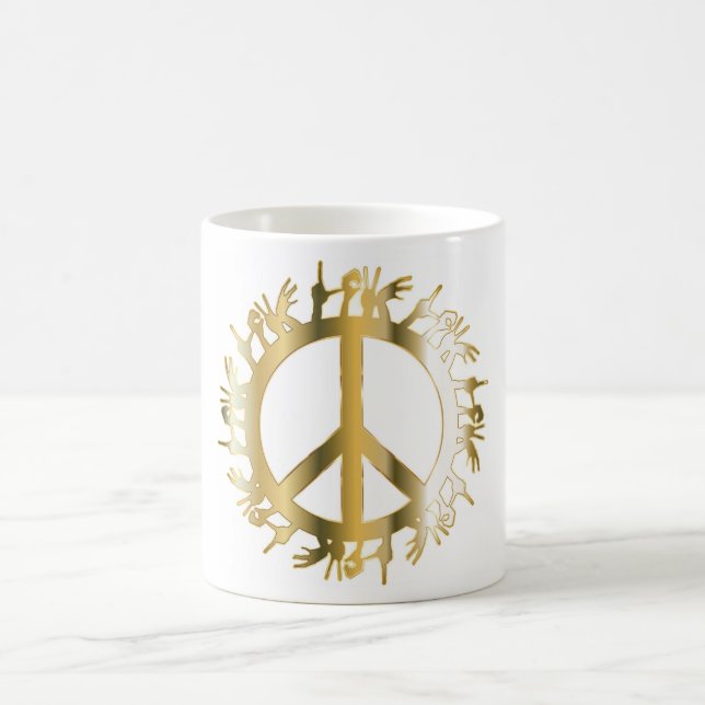 TAZA DE CAFÉ SIGNO DE PAZ DE AMOR DE MANOS (Centro)