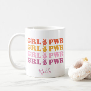 Taza De Café Signo de paz del poder del Chica hábil