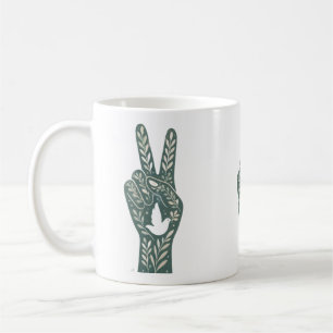 Taza De Café Signo de Paz Floral Retro y Arte de Paloma  Sol Bo