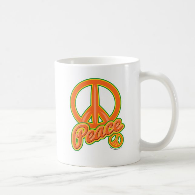 Taza De Café Signo de paz Naranja silvestre Groovy Sixties eslo (Derecha)