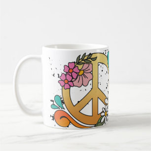 Taza De Café Signo de paz retro tómate un Navidad groovy