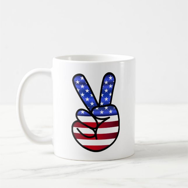 Taza De Café Signo de paz/victoria de Estados Unidos (Izquierda)