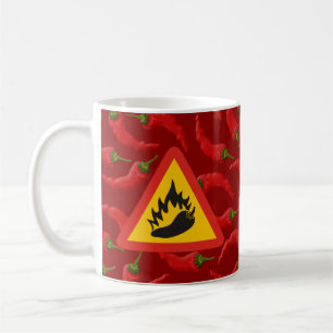 Taza De Café Signo de peligro de pimienta caliente