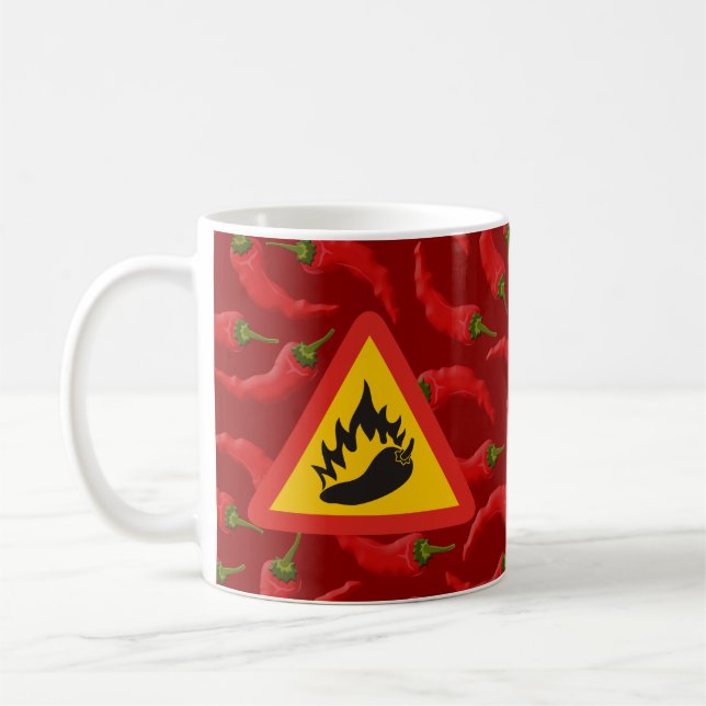 Taza De Café Signo de peligro de pimienta caliente (Izquierda)