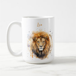Taza De Café Signo de zodiaco astrológico de León en acuarela
