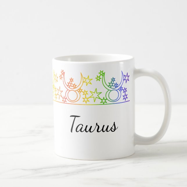 Taza De Café Signo estrella del taauro arcoiris Mug personaliza (Derecha)