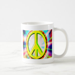 Taza De Café Signo PEACE Colorido amarillo Feliz y Diversión
