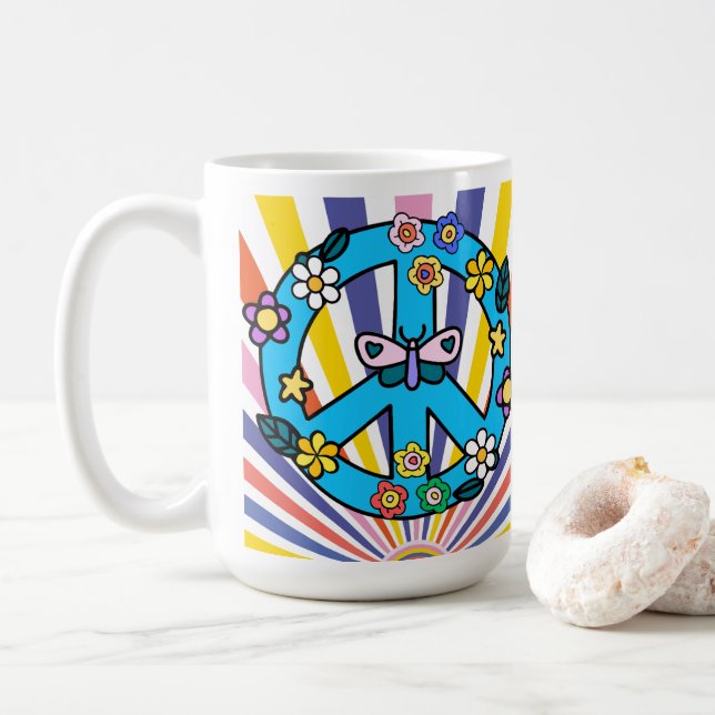 Taza De Café Signo Retro de Paz (Con donut)