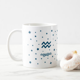 Taza De Café Signo zodiacal Acuario Astrología Cumpleaños Azul 